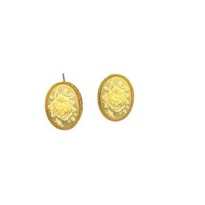 Avon “Cameo button”  Goldtone with a Rose pattern clip Earrings NIB 2002